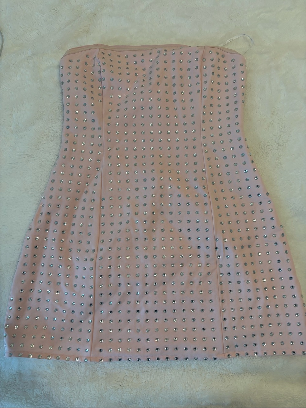 White Fox Boutique Blush Pink Strapless Studded Mini Dress